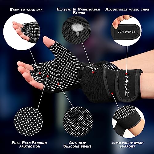 Workout Gloves for Women Men with Wrist Wrap Support Weight Lifting Gloves - color: Aron Black, size: Medium