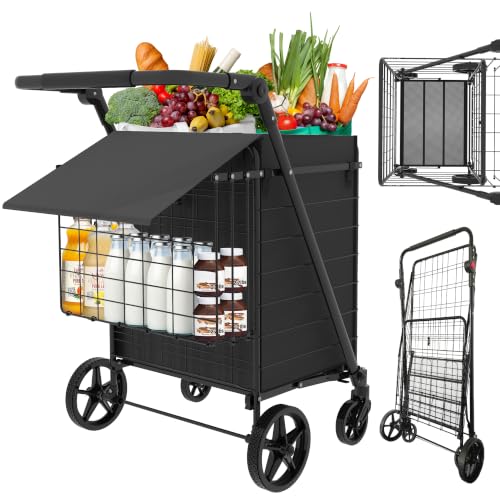 JIALIJIU 440 LBS Shopping Cart with Adjustable Handle & Waterproof Bag - size: Super Jumbo-137L