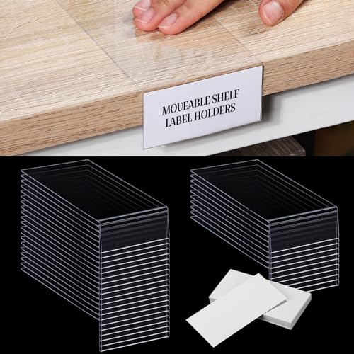 Containlol 30 Pcs PVC Shelf Label Holders with Insert Card, 6.5x3x1.6'' - size: 6.5x3x1.6''