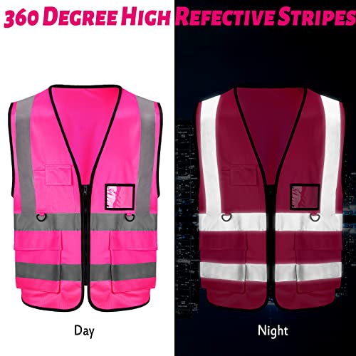 EBOOT 20 Pack Safety Vest High Visibility Reflective, Pink - color: Pink