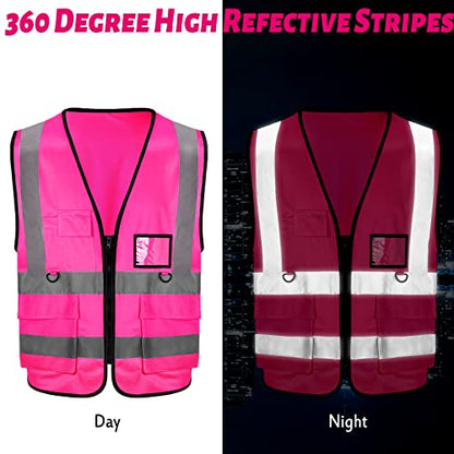 EBOOT 20 Pack Safety Vest High Visibility Reflective, Pink - color: Pink