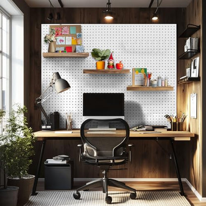 Wood Pegboard Shelves with Lip, 3Pack 14" x 4" Peg Board Racks and Brackets - color: Wood