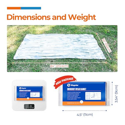 K Kingstar Emergency Blankets 120 Packs, 84" L x 52" W, Survival Gear for Family & Homeless Emergency Warmth, Bulk Survival Reusable Mylar Thermal Blankets for Car Kits, Bug Out Bags & First Aid - size: 84" L x 52" W