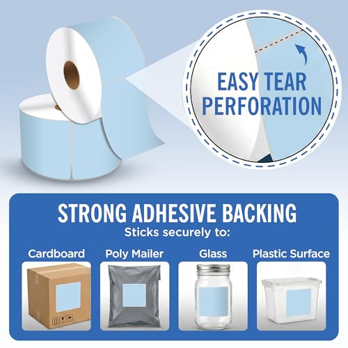 4" X 6" Direct Thermal Shipping Labels | Blue | 1" Cores w/Perfs Easy Tear | Made in USA - Printer w/Ribbon Needed | Printing Label | 250 Labels | 250 Labels per Roll | 1 Rolls | Blank Labels - color: Blue