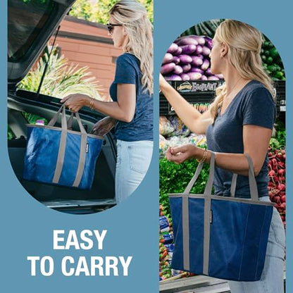 CleverMade EcoBasket Collapsible Grocery Tote, 30L Structured Tote Bag - color: Gray/Black, size: 30l - 1 Pack
