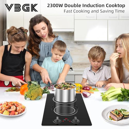 VBGK Double Induction Cooktop,110V 2300w 2 burnerinduction cooktop,2 burner Hot Plate Electric burner withLCD Touch Screen 9 Levels Settings Child Safety Lock &Timer - size: Double Induction Cooktop