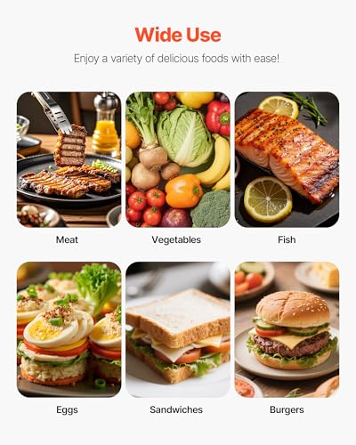 VEVOR Commercial Panini Grill, 3600W Electric Sandwich Panini Maker, Stainless Steel Double Sandwichs Press with Handle and Temp Control, 19x9 in Full Flat Enamel Plate, for Hamburger Steak Bacon