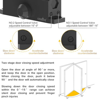 Automatic Door Closer Heavy Duty Spring Size 2 Hydraulic Aluminum Alloy UL 3-Hour Fire Rating Surface Mounted Home Commerical Door Closures Hold Open Adjust Speed Door Weights 88-144 Lbs - size: Model 165 Black Hold Open-Door Weight 88-144 Lbs