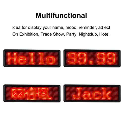 LED Name Tag, Rechargeable Wireless Bluetooth LED Name Badge Reuseable Price Tag 44x11 Pixels Digital Sign Temperature Display for Restaurant Shop Exhibition Nightclub Hotel - color: Green