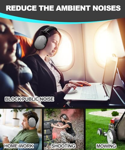 ZOHAN 019 Noise Cancelling Headphones for Adult - NRR 28dB Hearing Protection for Working, Shooting, Mowing, Autism - color: 1 Pack-grey