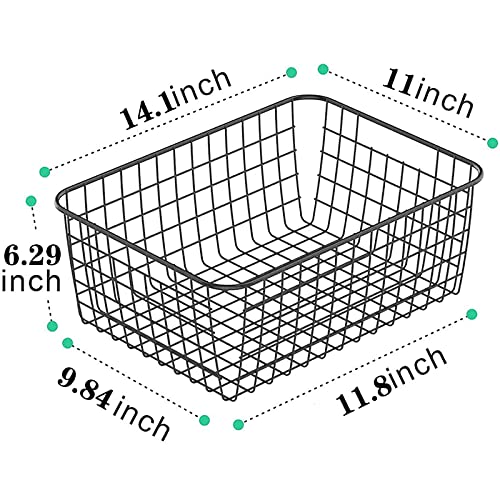 Metal Black Large Wire Basket Food Storage Organizer,pantry organizers and storage for Organizing Kitchen Cabinets potato onion, 4 Pack - color: Black, size: 4--Large