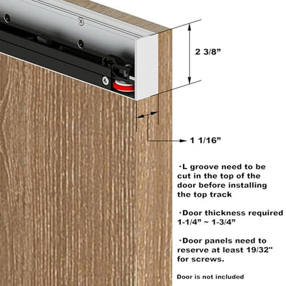 Sdstone 34” Concealed Barn Door Hardware Kit with Soft Close Mechanism,Hidden Ghost Barn Door Hardware Kit for Door Opening Width 26" to 30", Wall Mount Aluminum Track (Door not Included) - size: 34IN
