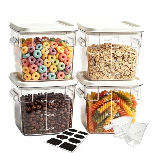 4 Pack 4QT Commercial Clear Food Storage Containers with Lid, NSF - color: White, size: 4Qt-4 Pack