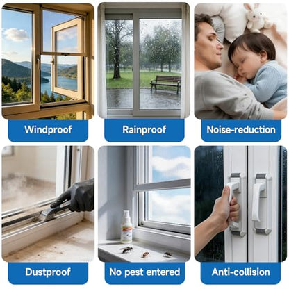 16.5FT Weather Stripping Self-Adhesive Pile Window Seal, Dense Brush for Insulation， Soundproofing, Windproof, Dustproof, for Sliding Door Frame, Glass Window, Exterior Door, 0.35" Wide x 0.35" Thick