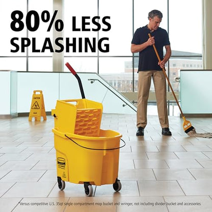 Rubbermaid Commercial Products WaveBrake 35QT Side-Press Mop Bucket, Yellow - size: 35 Qt.