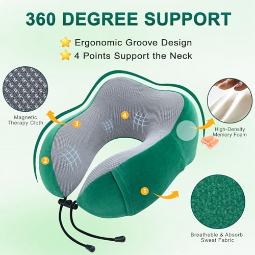 urnexttour Travel Pillow and Blanket Set Neck Pillow Airplane Foam Green - color: A-green