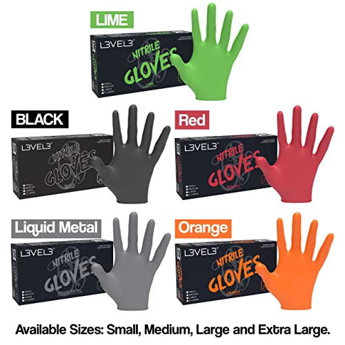 L3 Level 3 Nitrile Gloves - Professional Heavy Duty Disposable Gloves - Latex Free - Fits Snug - Box of 100 - color: Silver, size: Small (Pack of 100)