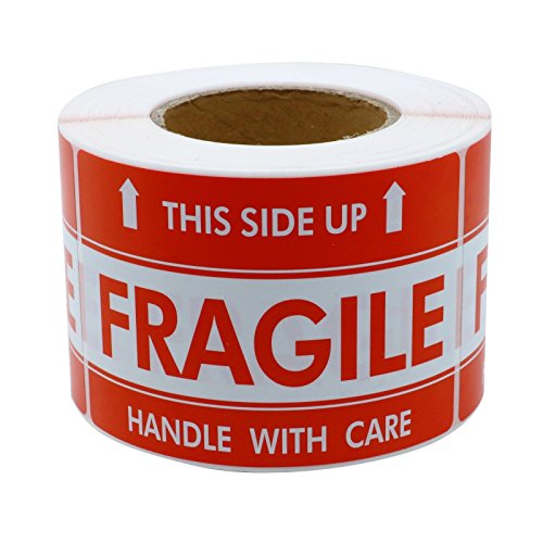 3" x 5" Handle with Care This Side Up Fragile Stickers Adhesive Label 500 Per Roll (1 Roll / 500 Labels) - size: 1 Roll / 500 Labels