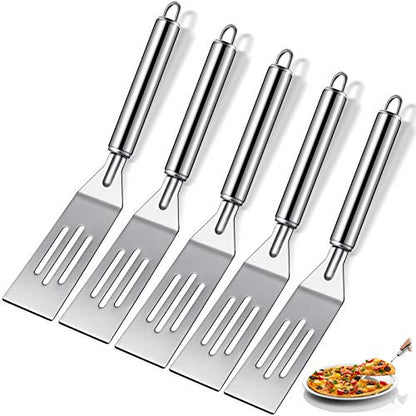 Patelai 5 Pcs Mini Spatula Set for Desserts Brownies, Slotted, Steel - color: Steel, size: Slotted