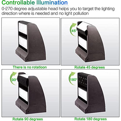 120W Rotatable LED Wall Pack Light 5000K Adjustable Head Outdoor Fixture - color: 120W