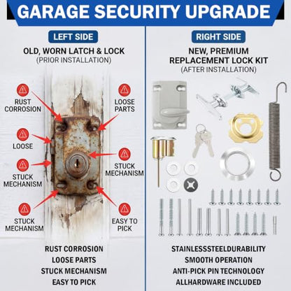 MorningRo Garage Door Locks Set with T-Handle & Keys Twist Deadbolt Locks - style: All Hardware Set