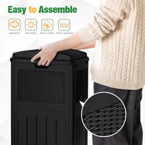 Flamaker 30 Gallon Trash Can, Resin Outdoor Garbage Can with Lid - color: Black, size: 1 Pack