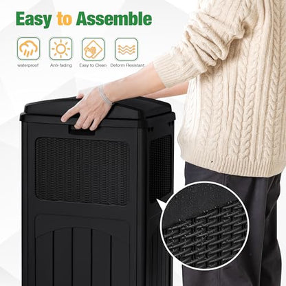 Flamaker 30 Gallon Trash Can, Resin Outdoor Garbage Can with Lid - color: Black, size: 1 Pack