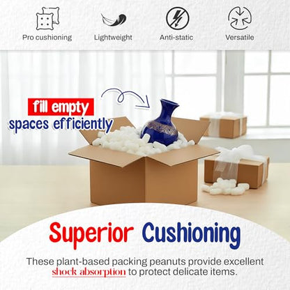 MT Products Off-White Packing Peanuts - Bulk Shipping Peanuts for Fragile Times (Approximately 0.60 Cubic Feet)