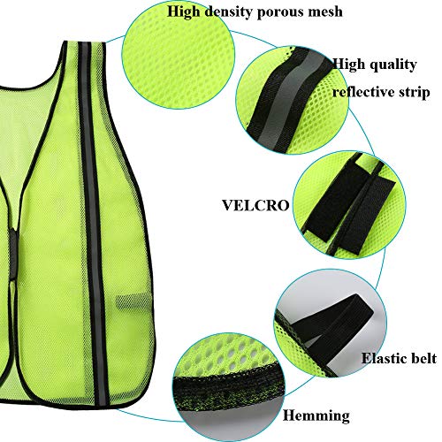 SIFE 10 Pack High Visibility Reflective Safety Vest,Made from Breathable and Neon Yellow Mesh Fabric,light weight for Man and Woman(Yellow-Black, 10 pack) - color: Yellow-black