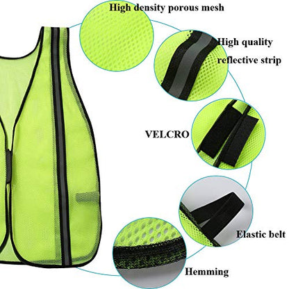 SIFE 10 Pack High Visibility Reflective Safety Vest,Made from Breathable and Neon Yellow Mesh Fabric,light weight for Man and Woman(Yellow-Black, 10 pack) - color: Yellow-black