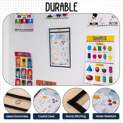 Essex Wares - 6 Pack, Black Dry Erase Pockets, 10" Wide x 13.5" Tall - color: Black