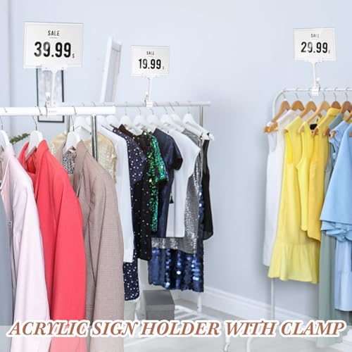 Teenyyou 6 Pcs Acrylic Sign Holder with Clamp 7 x 11 Inch Clip Double Head