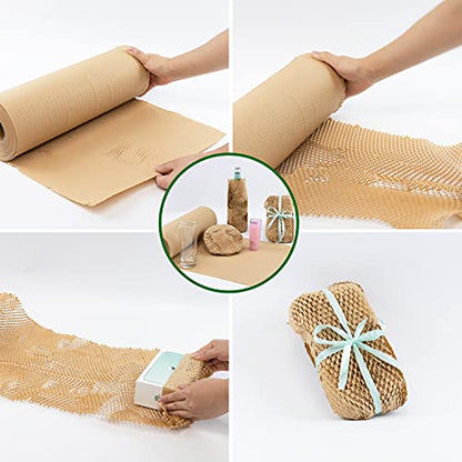 Honeycomb Packing Paper for Dishes Large Wide 20 Inches X164 Feet Gift Tissue Paper, Bubble Cushioning Wrap Roll Sustainable Packing Materials for Moving, Shipping Paper Wrap for Fragile Items - size: 20" x 164ft