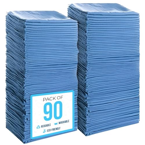 Simpli-Magic Cotton Shop Towels 14"x12" (90 Pack) – Reusable Cleaning Shop Rags for Automobiles, Industries, Garage and Homes (Blue) - size: 90-Pack