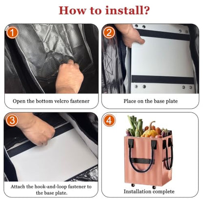 Reusable Grocery Bag on Wheel, Foldable Shopping Cart with Wheels, Can Carry up to 67 Pounds, Suitable for Groceries, Laundry, Camping and Moving. (Rose Gold - Small) - color: Rose Gold - Small