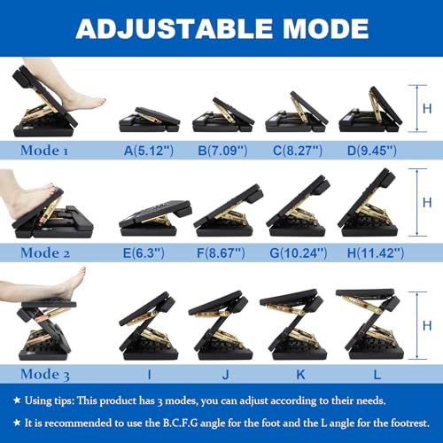 Foldable Foot Rest, Computer Foot Rest Under Desk, 12Modes Adjustable Ergonomic for Office, Loading Capacity 80 pounds, Removable EVA Cushion, All-Season(Black) - color: Black & Eva Cushion