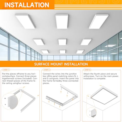 2x4FT Surface Mount Kit for LED Flat Panel Light, 3.15" Width, 2Pack - size: 2x4FT-2Pack