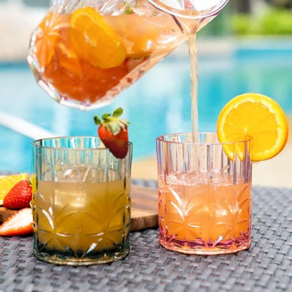 BELLAFORTE Shatterproof Tritan Plastic Short Tumbler, Set of 4, 13oz - Myrtle Beach Unbreakable Crystal Cut Old Fashioned Drinking Glasses for Party, Gifting - BPA Free - Dishwasher Safe - Smok Grey - color: Smoke Grey