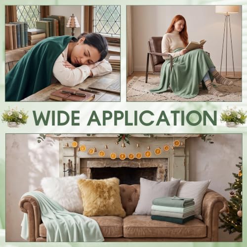 Macarrie 50 Pcs Fleece Blankets Bulk 50 x 60 Inch Soft Fleece Throw Blankets Warm Lightweight for Home Office Wedding Guest Gift Spring Outdoor Camping Travel Homeless Pet Lap Sofa Bed (Green) - color: Green