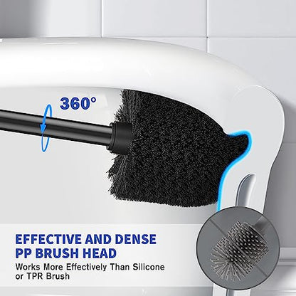 Toilet Brush and Holder, Toilet Brush Stainless Steel, Toilet Bowl Brush for Bathroom Toilet-Ergonomic, Elegant,Durable (Black) - color: Black