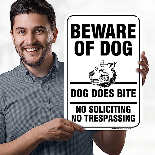 Beware of Dog, Dog Does Bite No Soliciting No Trespassing Sign, 12x18 - size: 12x18 - Polyethylene