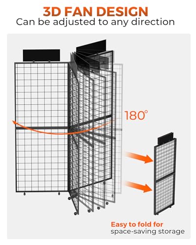 360° Foldable Grid Wall Panel, Three Gridwall Display Stand