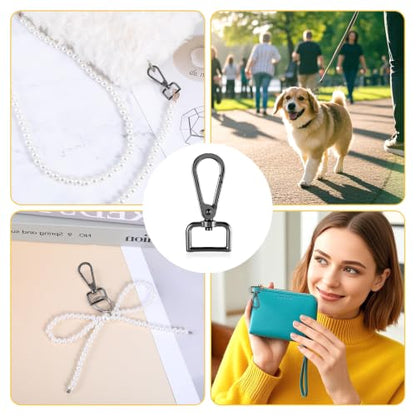 20 Pcs Metal D Ring Swivel Lobster Claw Clasp Snap Hooks Purse Hardware - color: Black, size: 3/4 Inch