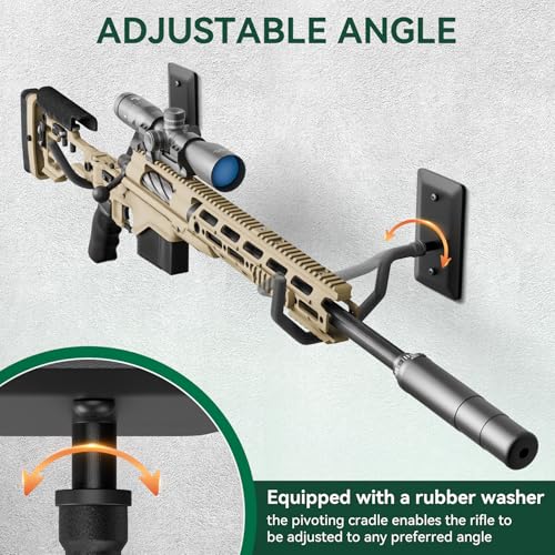 Horizontal Gun Wall Mount for Indoor Display - Yoke Design Rifle Wall Mounts, Heavy Duty Steel Shotgun Wall Holder, Adjustable Bow Wall Hanger, Wall Mount Gun Hooks with Protective Composite Padding - color: 1 Pair
