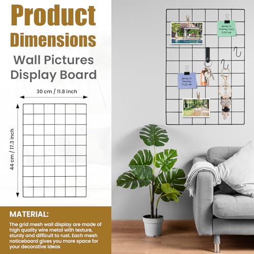 CIKLCIX Wire Wall Grid Panel Set of 4, Photo Display Board & Memo Board - color: Black, size: 4 Pack