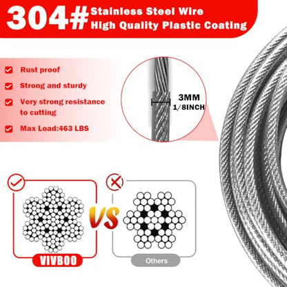 1/8" Stainless Steel Security Cable Luggage Lock, Double Loop,1Pack - color: Black, size: 15ft (1Pack)