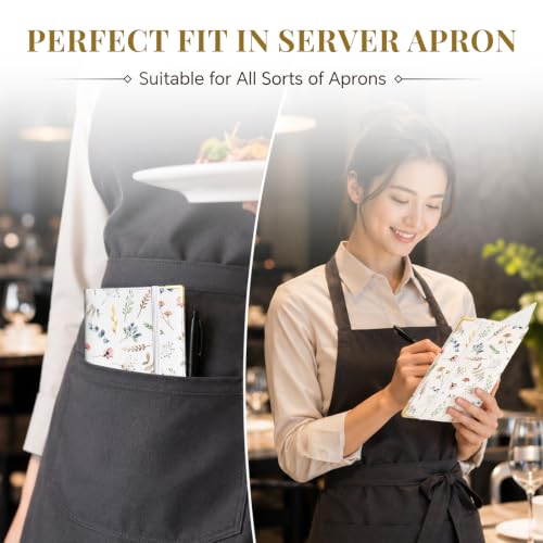 Server Book,7 Pocket Zipper Organizer,Server Books for Waitress - color: Floral