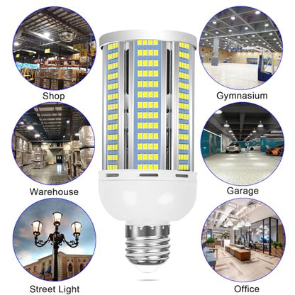 2 Pack 400W Equivalent Led Corn Light Bulb, 6000 Lumen 6000K Daylight 50W LED Corn Lamp, E26/E27 Medium Base for Indoor Garage Factory Warehouse Backyard