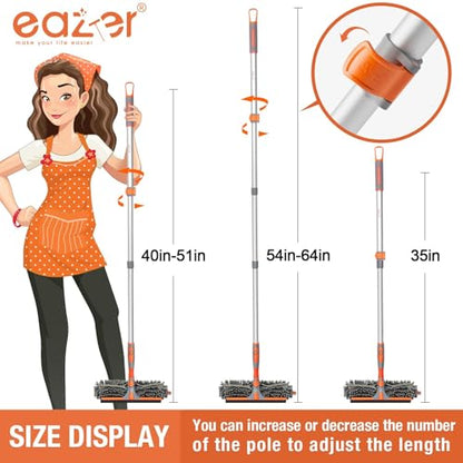 Eazer 65'' Squeegee Window Cleaner 2 in 1 Rotatable Window Cleaning Tool Kit with Telescopic Pole, Window Washing Equipment with Bendable Head for Indoor/Outdoor Window and Car Glass - EAW01 Pro - size: 65inch