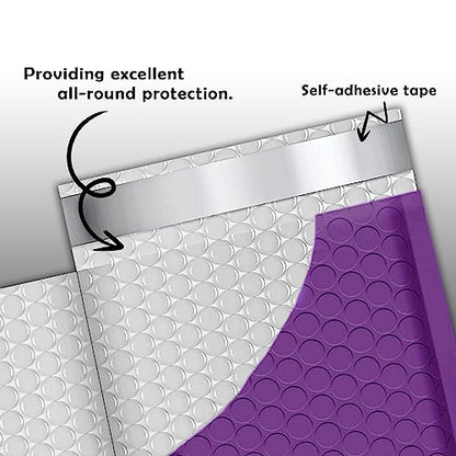 Yens Purple Poly Bubble Mailers 4x8 50 Pack Usable 4x7 - color: Purple, size: 4" x 8"